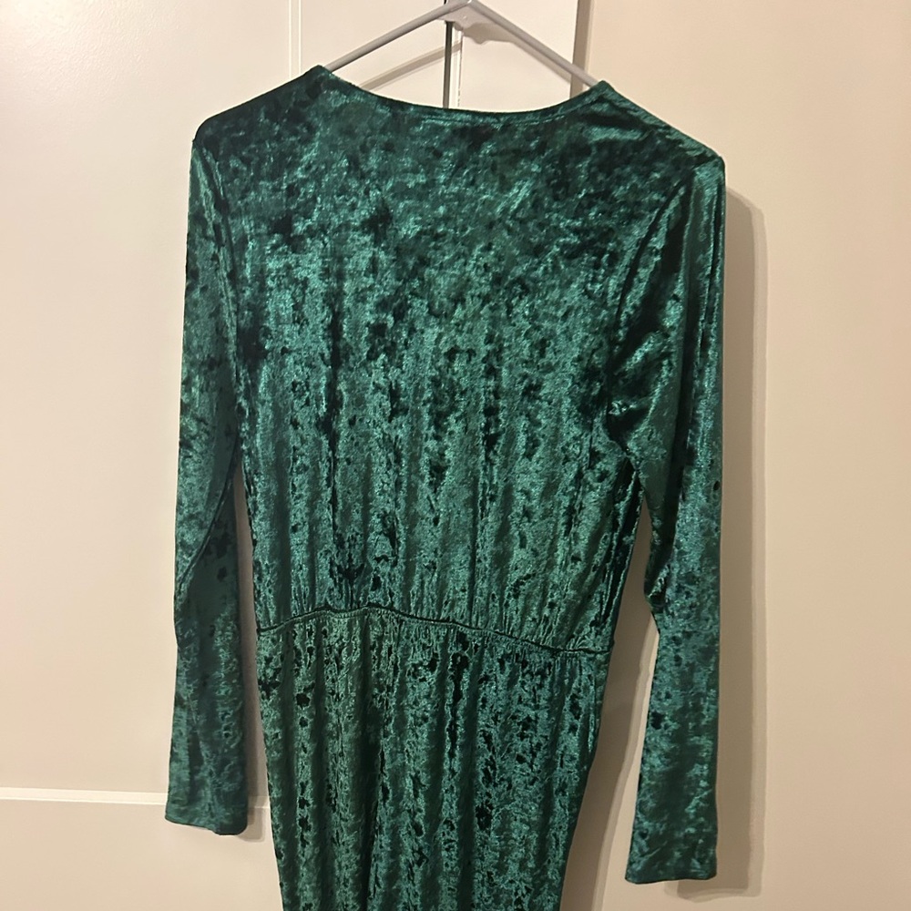 VENUS Velvet Jumpsuit in Rich Teal - Picture 2 of 5
